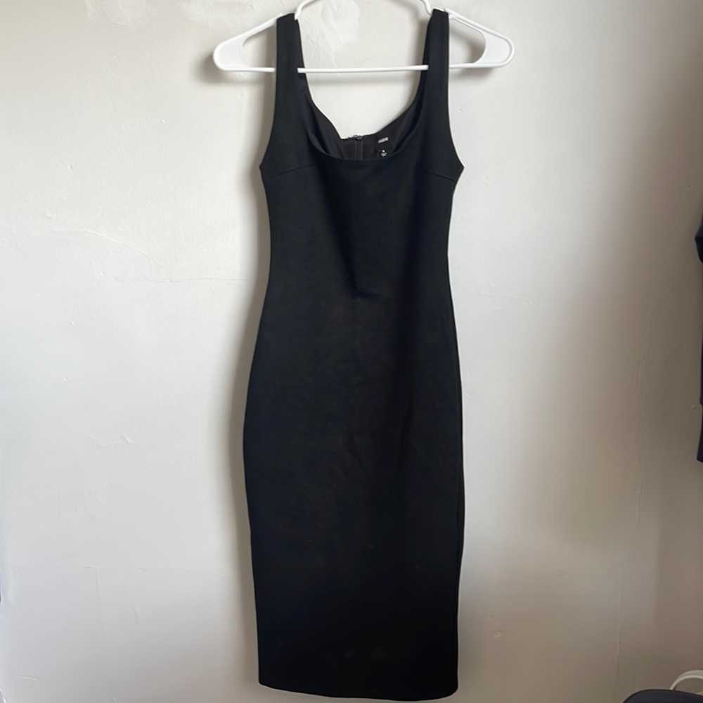 Black Fitted Suede Dress